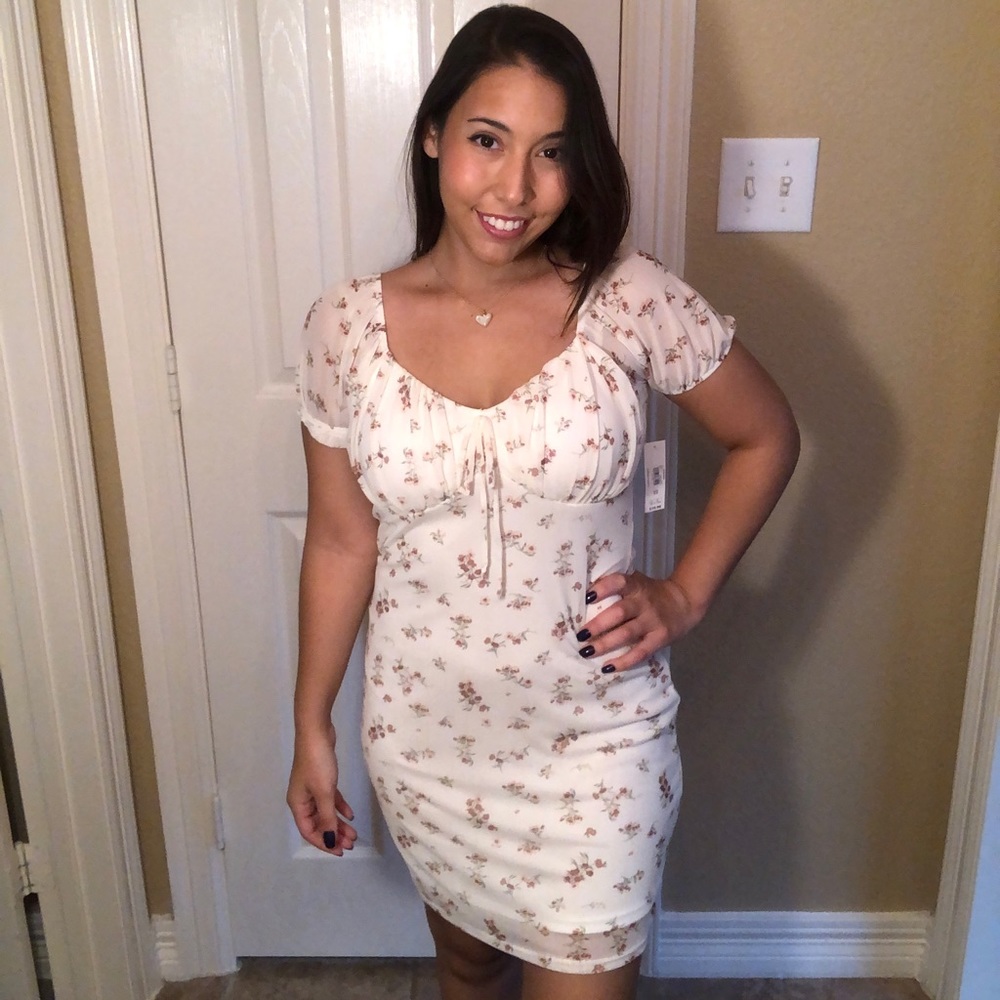 Romantic Floral Cream Dress